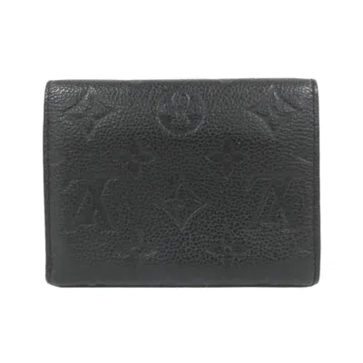 Pre-owned Louis Vuitton Black Leather Wallet (tri-fold) ()