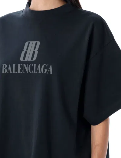 Balenciaga Black Nano Bb Cropped T-shirt In Animal Print