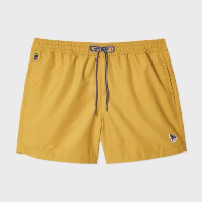 Paul Smith Ochre Yellow Zebra Logo Swim Shorts In Multi