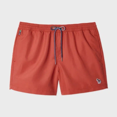 Paul Smith Burnt Orange Zebra Logo Swim Shorts Pink In Multi