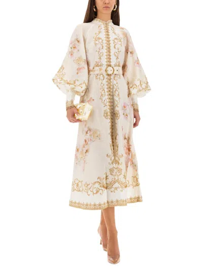 Zimmermann Midi Dress With Buttons "hypnotic" In Neutral