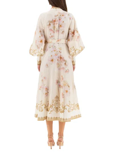 Zimmermann Midi Dress With Buttons "hypnotic" In Neutral