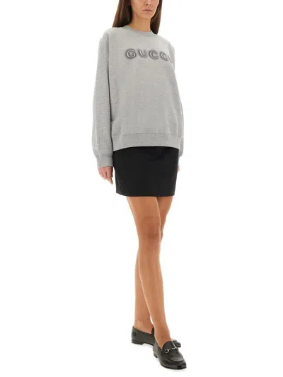 Gucci Sweatshirt Grey Cotton Dropped Shoulders In Gray