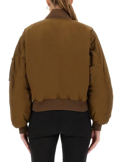 Chloé Zip-up Cropped Bomber Jacket In Brown