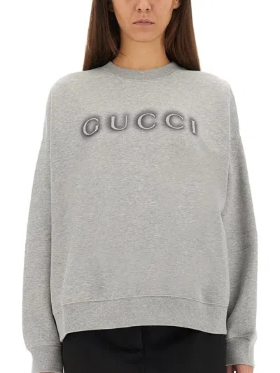 Gucci Sweatshirt Grey Cotton Dropped Shoulders In Gray