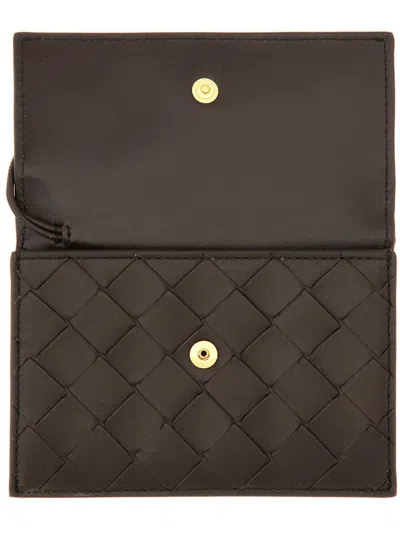 Bottega Veneta "let's Go" Card Holder With Zipper In Brown