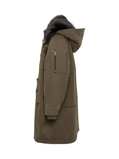 Dolce & Gabbana Parka With Fur Collar In Brown