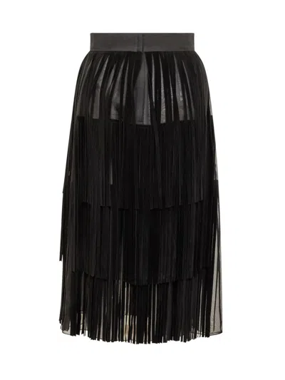 Dolce & Gabbana Tulle Fringed Skirt In Black