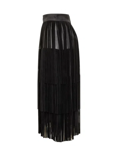 Dolce & Gabbana Tulle Fringed Skirt In Black