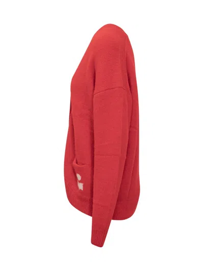 Isabel Marant Red Wool Cardigan With Logo  Étoile In Red