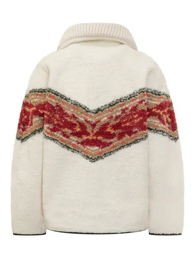 Isabel Marant Shearling Pullover With Geometric Pattern  Étoile In White