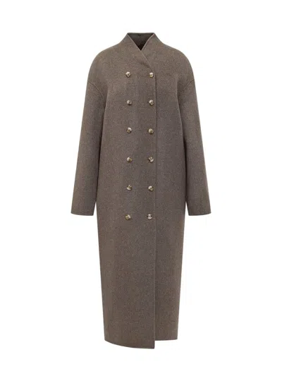 Loulou Studio Double-breasted Coat In Wool In Brown