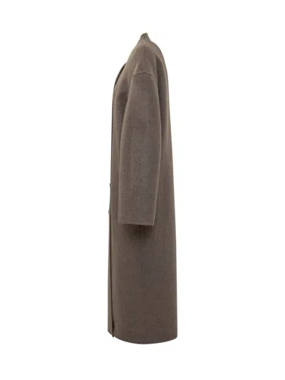 Loulou Studio Double-breasted Coat In Wool In Brown