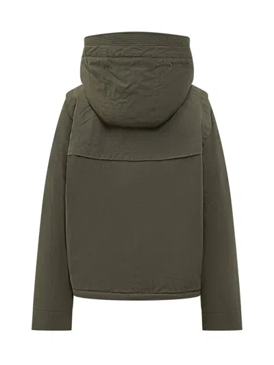 K-way Jacket With Hood And Synthetic Fur Lining In Green