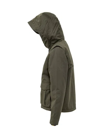 K-way Jacket With Hood And Synthetic Fur Lining In Green