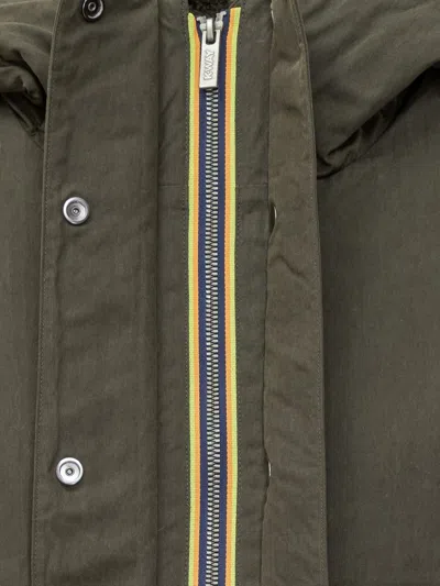 K-way Jacket With Hood And Synthetic Fur Lining In Green