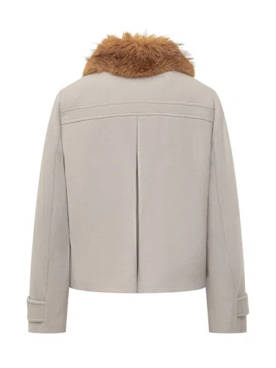 Ba&sh Eco Fur Collar Short Jacket In Neutral