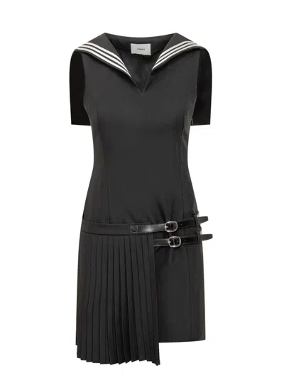 Coperni Black Short Dress With Sailor  Collar In Black