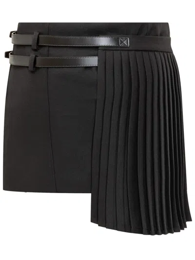Coperni Black Pleated Miniskirt With Blanket Straps In Black