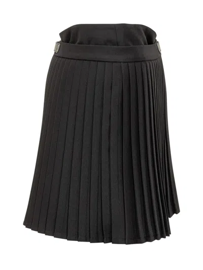 Coperni Black Pleated Miniskirt With Blanket Straps In Black
