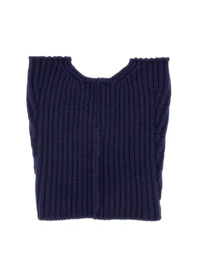 Dries Van Noten Men Wool Neck Warmer With Zipper In Blue
