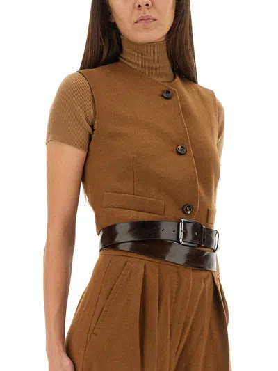 Max Mara Camel Hair "edda" Vest In Brown