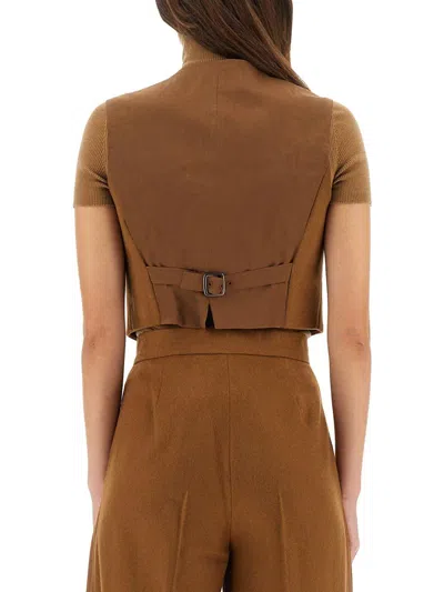Max Mara Camel Hair "edda" Vest In Brown