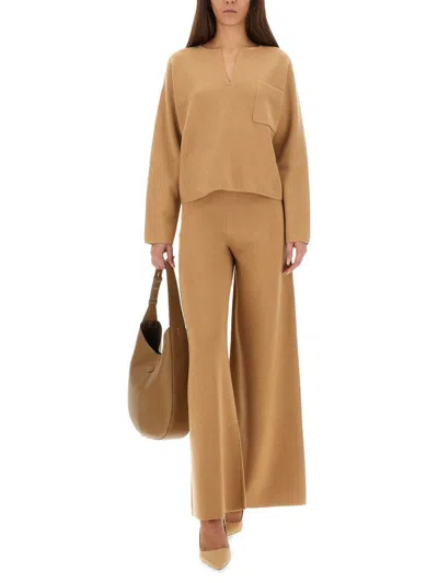 Max Mara Wide Pants "judy" In Neutral