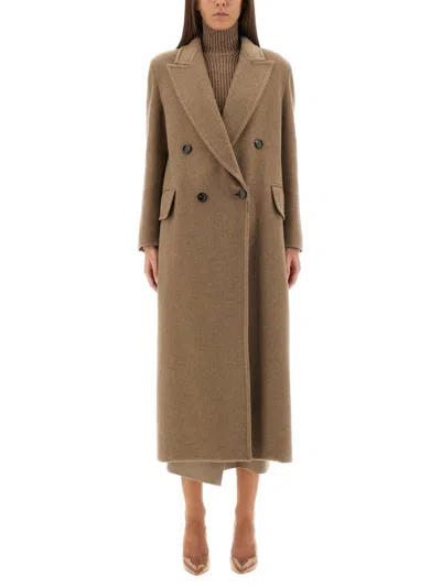 Max Mara "harmony12" Double-breasted Coat In Brown