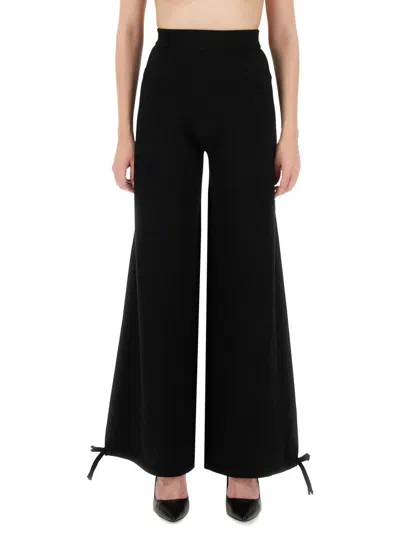 Max Mara Nigeria Wool Knit Baloon Pants Drawstrings On Hem Trousers Black In Black