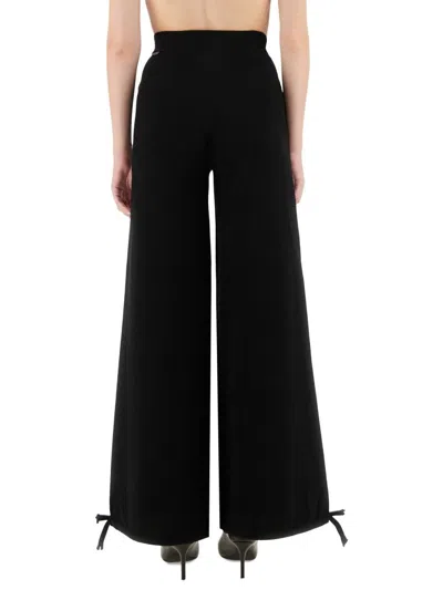 Max Mara Nigeria Wool Knit Baloon Pants Drawstrings On Hem Trousers Black In Black