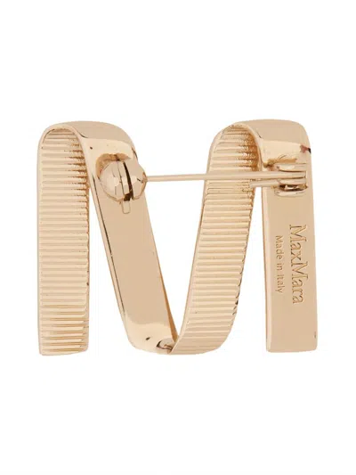 Max Mara Brooch With Logo In Gold