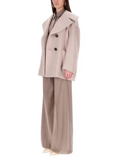 Max Mara Oversized Double-breasted Coat Large Lapels In Neutral