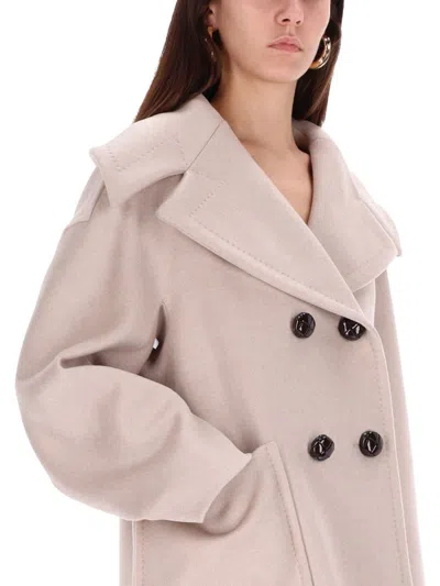 Max Mara Oversized Double-breasted Coat Large Lapels In Neutral