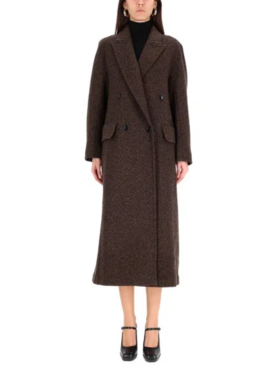 Max Mara Arco 1234 Chocolate Virgin Wool Coat In Black