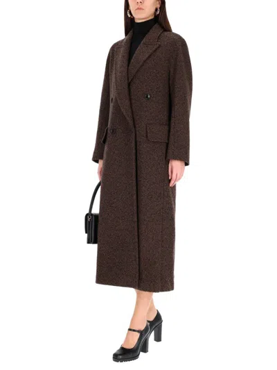 Max Mara Arco 1234 Chocolate Virgin Wool Coat In Black