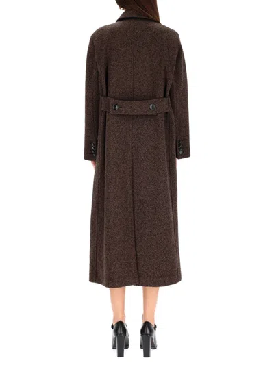 Max Mara Arco 1234 Chocolate Virgin Wool Coat In Black