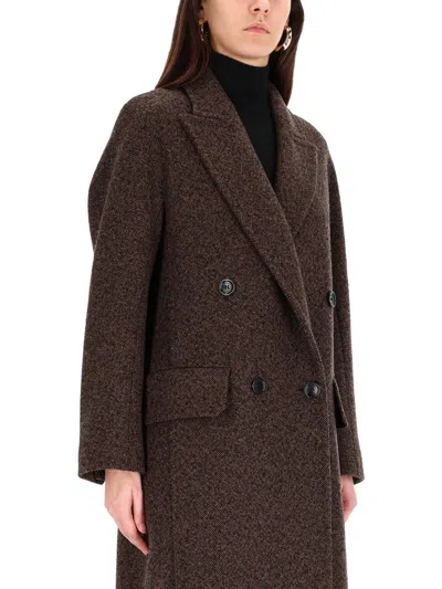 Max Mara Arco 1234 Chocolate Virgin Wool Coat In Black