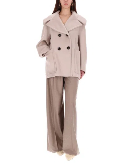 Max Mara High Waist Wide Leg Trousers Zulia In Brown