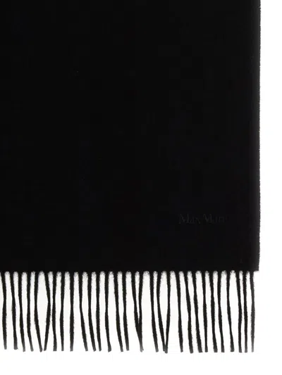 Max Mara Soft Touch Fringed Scarf In Black
