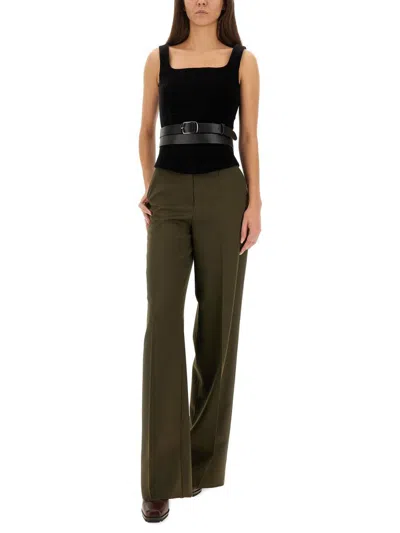 Max Mara Wide Leg High Waist Trousers Arturo In Green