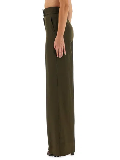 Max Mara Wide Leg High Waist Trousers Arturo In Green