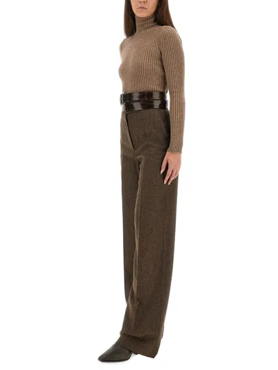 Max Mara Ribbed Turtleneck Sweater In Brown