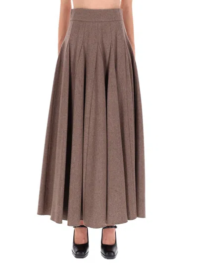 Max Mara Bellico Wool Maxi Skirt In Animal Print
