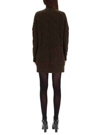 Max Mara Cable Knit Roll-neck Dress In Multi