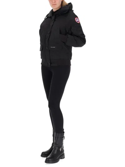 Canada Goose Cropped Black Sports Jacket With Hood In Black
