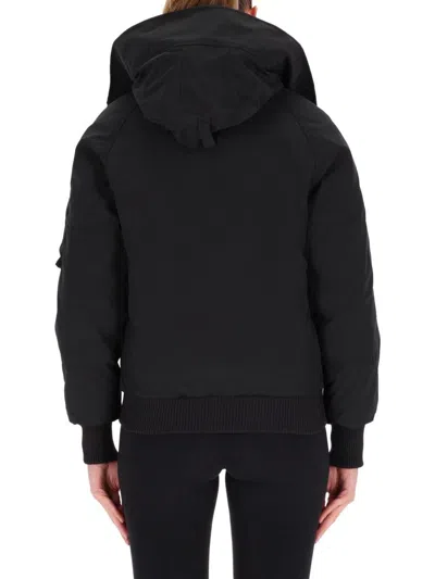 Canada Goose Cropped Black Sports Jacket With Hood In Black