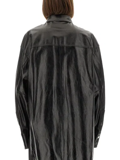 Sportmax Leather "borel" Shirt In Black