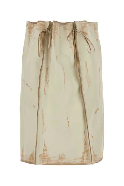 Prada Sand Leather Skirt In Neutral