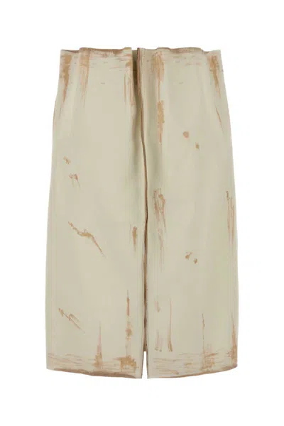 Prada Sand Leather Skirt In Neutral